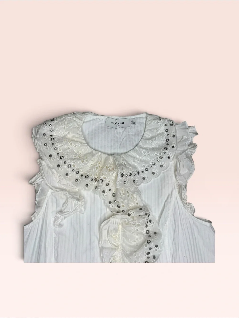 Coach Ruffle Prairie Mini Dress with Studs. - Picture 4 of 7